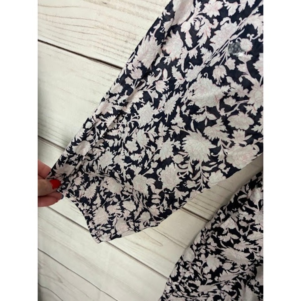 J.Crew Re-Imagined Floral Cotton Midi Dress Navy White Pink Drawstring Waist 6 - Picture 4 of 8